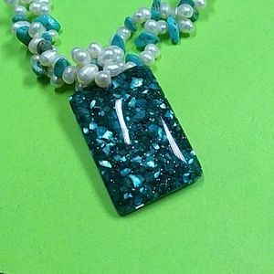 Beach glass Pearl Necklace